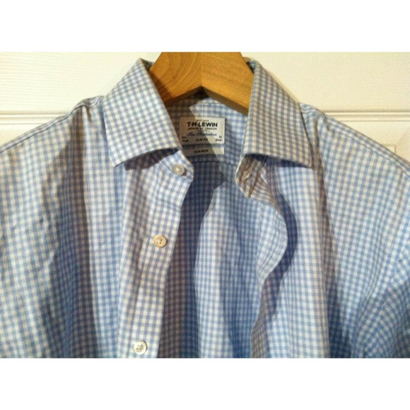 T.M.LEWIN MENS BLUE 100%COTTON DRESS SHIRT W/FRENCH CUFFS SLIM FIT SIZE:16.5/33 - Picture 1 of 4
